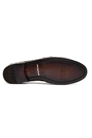 Marco Di Milano Bianchi Brown Exotic Caiman Crocodile Tassels Loafers (MDM1197)-AmbrogioShoes