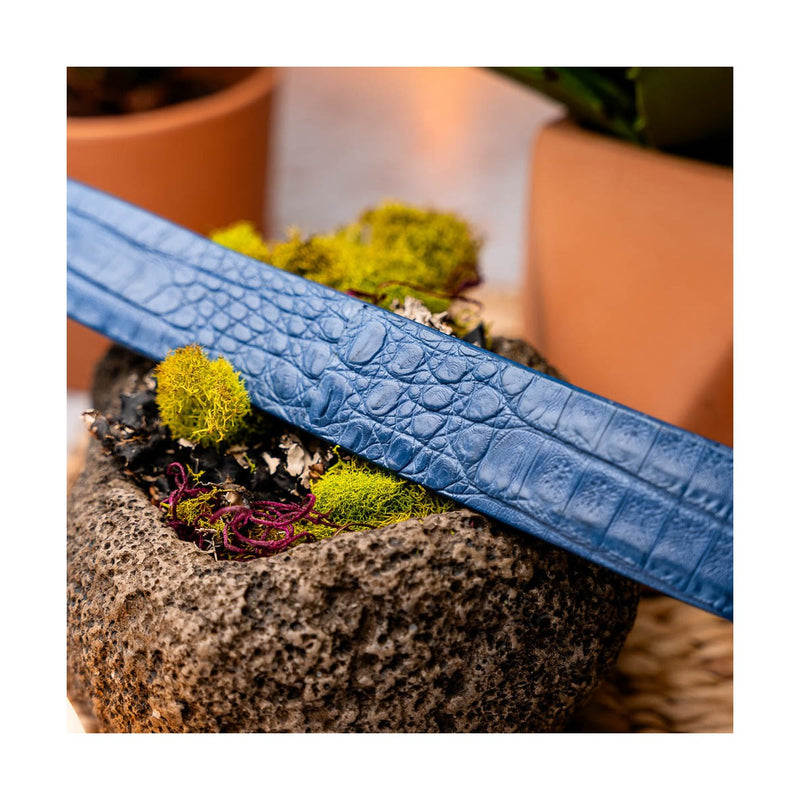 Marco Di Milano Blue Genuine Exotic Crocodile Men's Belts (MDMB1019)-AmbrogioShoes