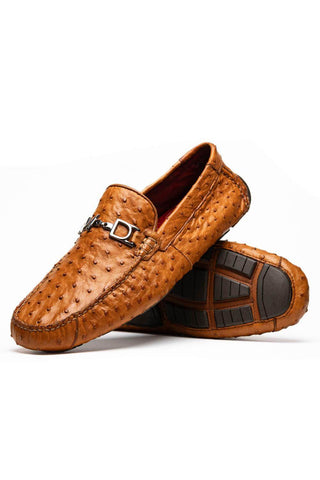Marco Di Milano Bolonia Brandy Exotic Ostrich Horse-Bit Driver Loafer (MDM1205)-AmbrogioShoes