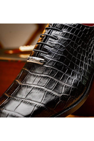 Marco Di Milano Bono Black Genuine Alligator Whole-Cut Oxfords (MDM1183)-AmbrogioShoes