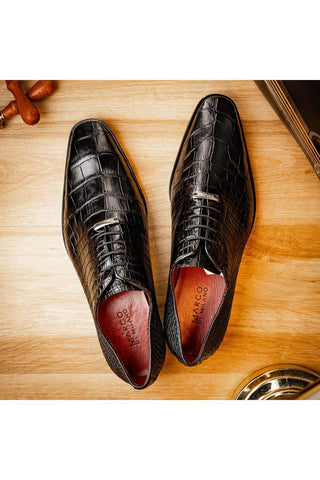 Marco Di Milano Bono Black Genuine Alligator Whole-Cut Oxfords (MDM1183)-AmbrogioShoes