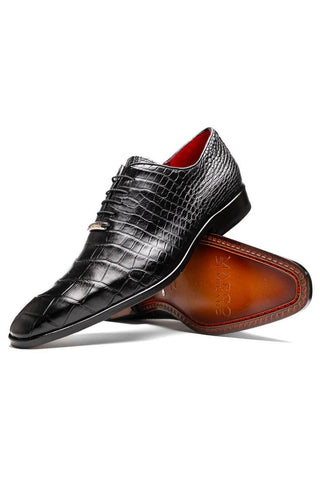 Marco Di Milano Bono Black Genuine Alligator Whole-Cut Oxfords (MDM1183)-AmbrogioShoes