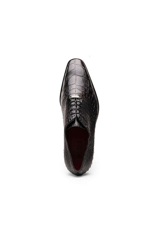 Marco Di Milano Bono Black Genuine Alligator Whole-Cut Oxfords (MDM1183)-AmbrogioShoes