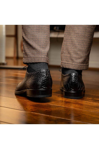 Marco Di Milano Bono Black Genuine Alligator Whole-Cut Oxfords (MDM1183)-AmbrogioShoes