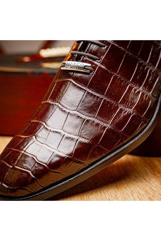 Marco Di Milano Bono Brown Genuine Alligator Whole-Cut Oxfords (MDM1183)-AmbrogioShoes
