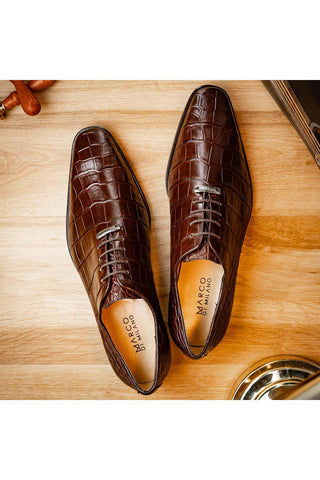 Marco Di Milano Bono Brown Genuine Alligator Whole-Cut Oxfords (MDM1183)-AmbrogioShoes