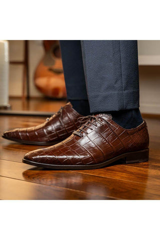 Marco Di Milano Bono Brown Genuine Alligator Whole-Cut Oxfords (MDM1183)-AmbrogioShoes