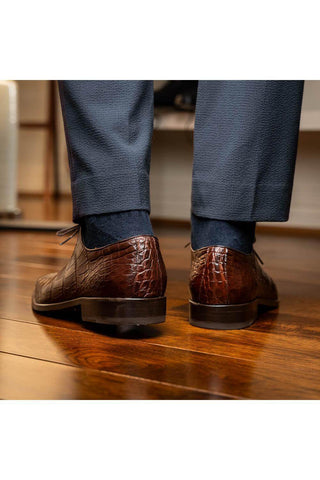 Marco Di Milano Bono Brown Genuine Alligator Whole-Cut Oxfords (MDM1183)-AmbrogioShoes