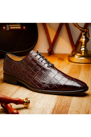 Marco Di Milano Bono Brown Genuine Alligator Whole-Cut Oxfords (MDM1183)-AmbrogioShoes