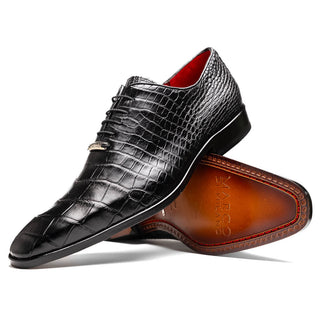 Marco Di Milano Bono Men's Shoes Black Genuine Alligator Whole-Cut Oxfords (MDM1183)-AmbrogioShoes