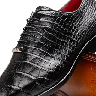 Marco Di Milano Bono Men's Shoes Black Genuine Alligator Whole-Cut Oxfords (MDM1183)-AmbrogioShoes