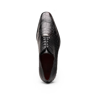 Marco Di Milano Bono Men's Shoes Black Genuine Alligator Whole-Cut Oxfords (MDM1183)-AmbrogioShoes