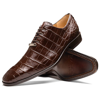 Marco Di Milano Bono Men's Shoes Brown Genuine Alligator Whole-Cut Oxfords (MDM1183)-AmbrogioShoes