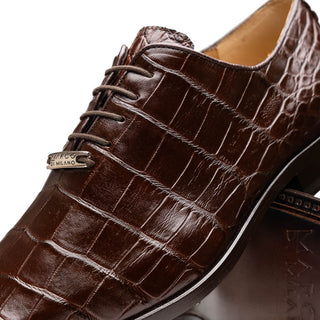 Marco Di Milano Bono Men's Shoes Brown Genuine Alligator Whole-Cut Oxfords (MDM1183)-AmbrogioShoes