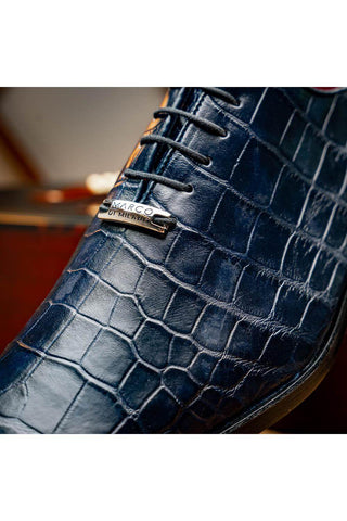 Marco Di Milano Bono Navy Genuine Alligator Whole-Cut Oxfords (MDM1183)-AmbrogioShoes
