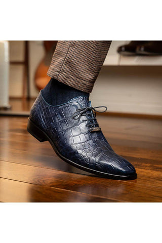 Marco Di Milano Bono Navy Genuine Alligator Whole-Cut Oxfords (MDM1183)-AmbrogioShoes
