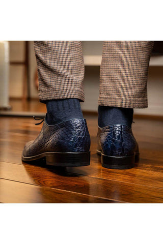 Marco Di Milano Bono Navy Genuine Alligator Whole-Cut Oxfords (MDM1183)-AmbrogioShoes