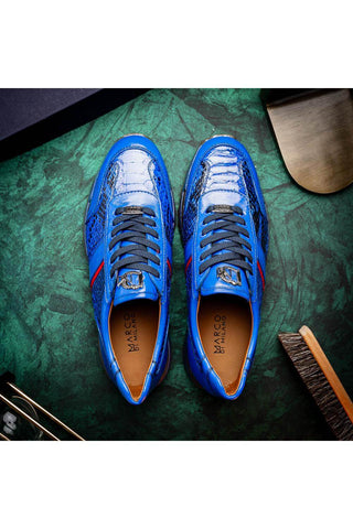 Marco Di Milano Brescia Blue Genuine Snake Skin / Calf-Skin Leather Sneakers (MDM1124)-AmbrogioShoes
