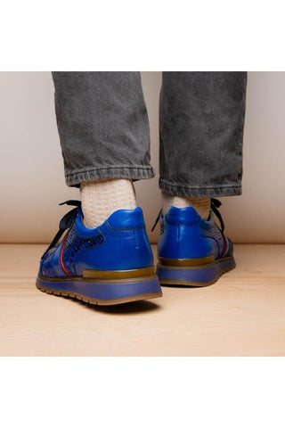 Marco Di Milano Brescia Blue Genuine Snake Skin / Calf-Skin Leather Sneakers (MDM1124)-AmbrogioShoes