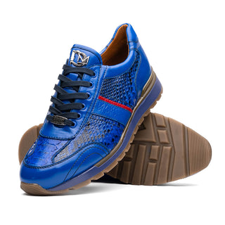 Marco Di Milano Brescia Blue Genuine Snake Skin / Calf-Skin Leather Sneakers (MDM1124)-AmbrogioShoes