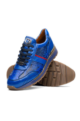 Marco Di Milano Brescia Blue Genuine Snake Skin / Calf-Skin Leather Sneakers (MDM1124)-AmbrogioShoes