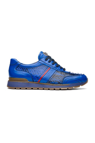 Marco Di Milano Brescia Blue Genuine Snake Skin / Calf-Skin Leather Sneakers (MDM1124)-AmbrogioShoes