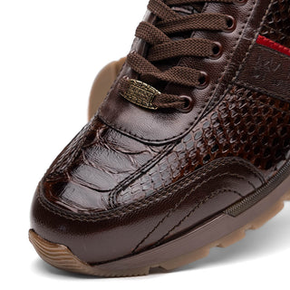Marco Di Milano Brescia Brown Genuine Snake Skin / Calf-Skin Leather Sneakers (MDM1124)-AmbrogioShoes