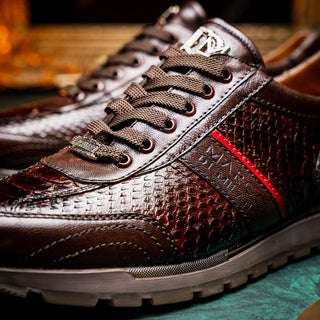 Marco Di Milano Brescia Brown Genuine Snake Skin / Calf-Skin Leather Sneakers (MDM1124)-AmbrogioShoes