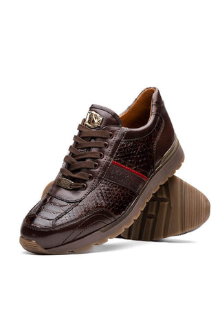 Marco Di Milano Brescia Brown Genuine Snake Skin / Calf-Skin Leather Sneakers (MDM1124)-AmbrogioShoes