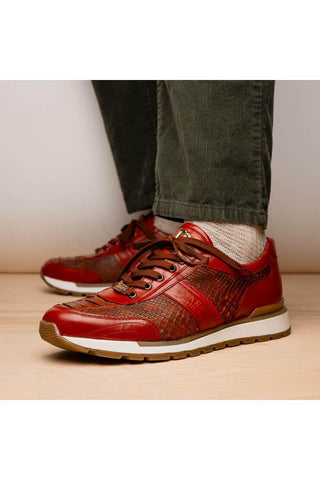 Marco Di Milano Brescia Cognac Genuine Snake Skin / Calf-Skin Leather Sneakers (MDM1124)-AmbrogioShoes