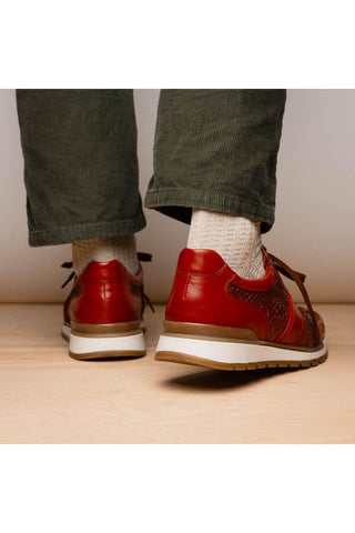 Marco Di Milano Brescia Cognac Genuine Snake Skin / Calf-Skin Leather Sneakers (MDM1124)-AmbrogioShoes