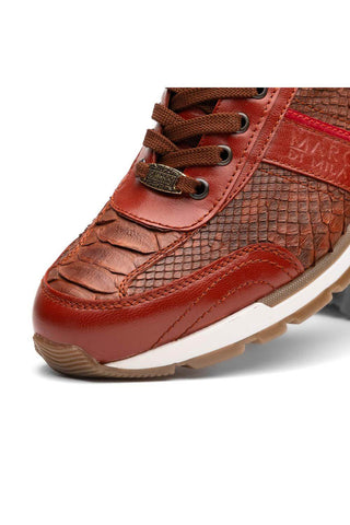 Marco Di Milano Brescia Cognac Genuine Snake Skin / Calf-Skin Leather Sneakers (MDM1124)-AmbrogioShoes