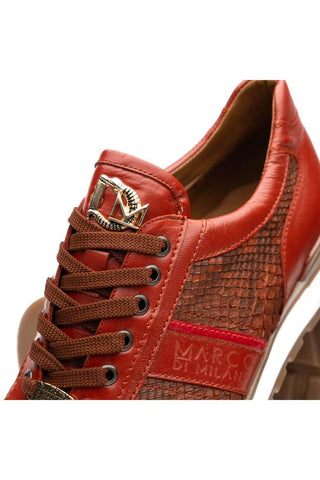Marco Di Milano Brescia Cognac Genuine Snake Skin / Calf-Skin Leather Sneakers (MDM1124)-AmbrogioShoes