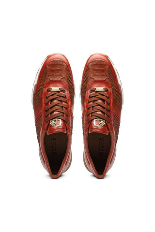 Marco Di Milano Brescia Cognac Genuine Snake Skin / Calf-Skin Leather Sneakers (MDM1124)-AmbrogioShoes
