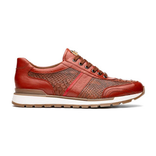 Marco Di Milano Brescia Cognac Genuine Snake Skin / Calf-Skin Leather Sneakers (MDM1124)-AmbrogioShoes