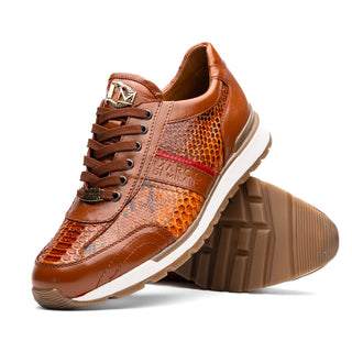 Marco Di Milano Brescia Honey Genuine Snake Skin / Calf-Skin Leather Sneakers (MDM1124)-AmbrogioShoes