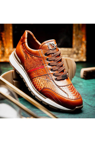 Marco Di Milano Brescia Honey Genuine Snake Skin / Calf-Skin Leather Sneakers (MDM1124)-AmbrogioShoes