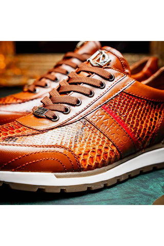 Marco Di Milano Brescia Honey Genuine Snake Skin / Calf-Skin Leather Sneakers (MDM1124)-AmbrogioShoes