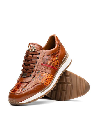 Marco Di Milano Brescia Honey Genuine Snake Skin / Calf-Skin Leather Sneakers (MDM1124)-AmbrogioShoes
