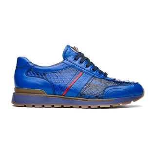 Marco Di Milano Brescia Men's Shoes Blue Genuine Snake Skin / Calf-Skin Leather Sneakers (MDM1124)-AmbrogioShoes