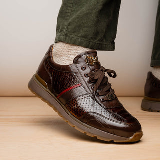 Marco Di Milano Brescia Men's Shoes Brown Genuine Snake Skin / Calf-Skin Leather Sneakers (MDM1124)-AmbrogioShoes