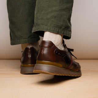 Marco Di Milano Brescia Men's Shoes Brown Genuine Snake Skin / Calf-Skin Leather Sneakers (MDM1124)-AmbrogioShoes