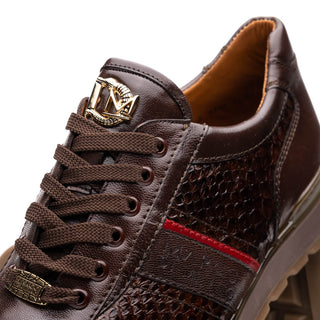 Marco Di Milano Brescia Men's Shoes Brown Genuine Snake Skin / Calf-Skin Leather Sneakers (MDM1124)-AmbrogioShoes