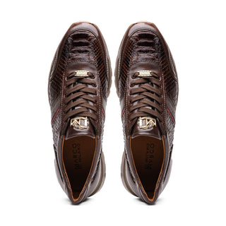 Marco Di Milano Brescia Men's Shoes Brown Genuine Snake Skin / Calf-Skin Leather Sneakers (MDM1124)-AmbrogioShoes