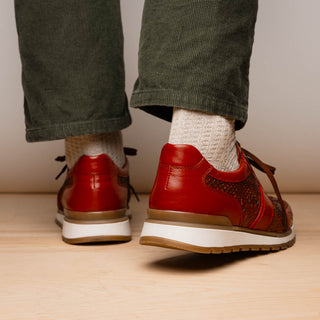 Marco Di Milano Brescia Men's Shoes Cognac Genuine Snake Skin / Calf-Skin Leather Sneakers (MDM1124)-AmbrogioShoes