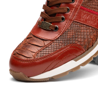Marco Di Milano Brescia Men's Shoes Cognac Genuine Snake Skin / Calf-Skin Leather Sneakers (MDM1124)-AmbrogioShoes