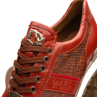 Marco Di Milano Brescia Men's Shoes Cognac Genuine Snake Skin / Calf-Skin Leather Sneakers (MDM1124)-AmbrogioShoes