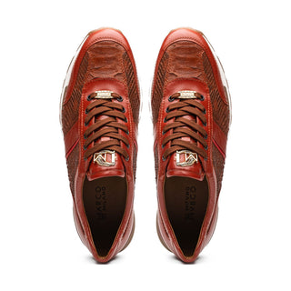 Marco Di Milano Brescia Men's Shoes Cognac Genuine Snake Skin / Calf-Skin Leather Sneakers (MDM1124)-AmbrogioShoes