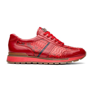 Marco Di Milano Brescia Men's Shoes Red Genuine Snake Skin / Calf-Skin Leather Sneakers (MDM1124)-AmbrogioShoes