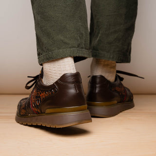 Marco Di Milano Brescia Men's Shoes Washed Cognac Genuine Snake Skin / Calf-Skin Leather Sneakers (MDM1124)-AmbrogioShoes